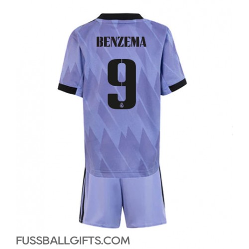 Real Madrid Karim Benzema #9 Fußballbekleidung Auswärtstrikot Kinder 2022-23 Kurzarm (+ kurze hosen)